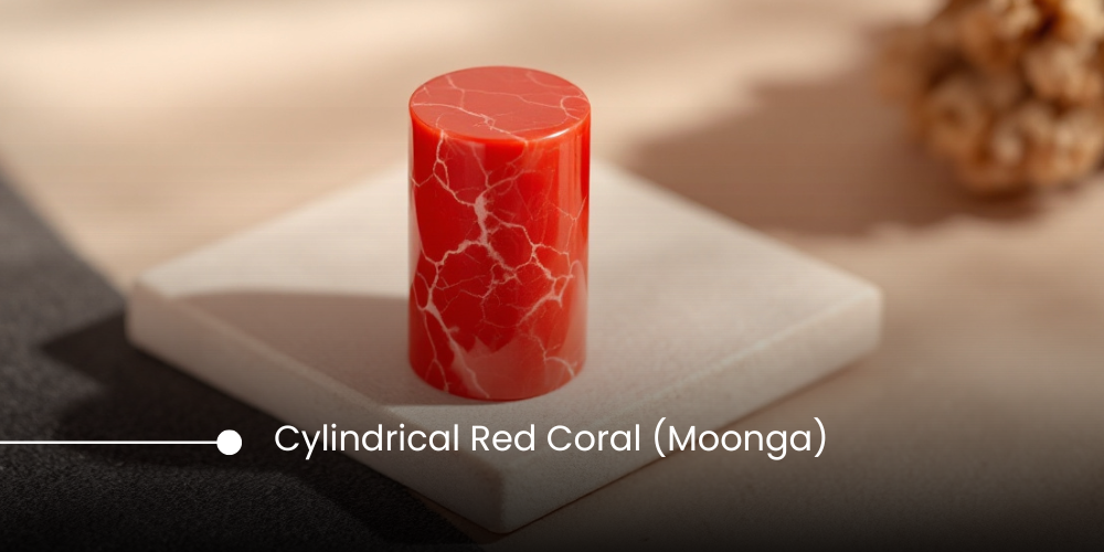 Certified 6.25 Ratti Cylindrical Red Coral (Moonga)